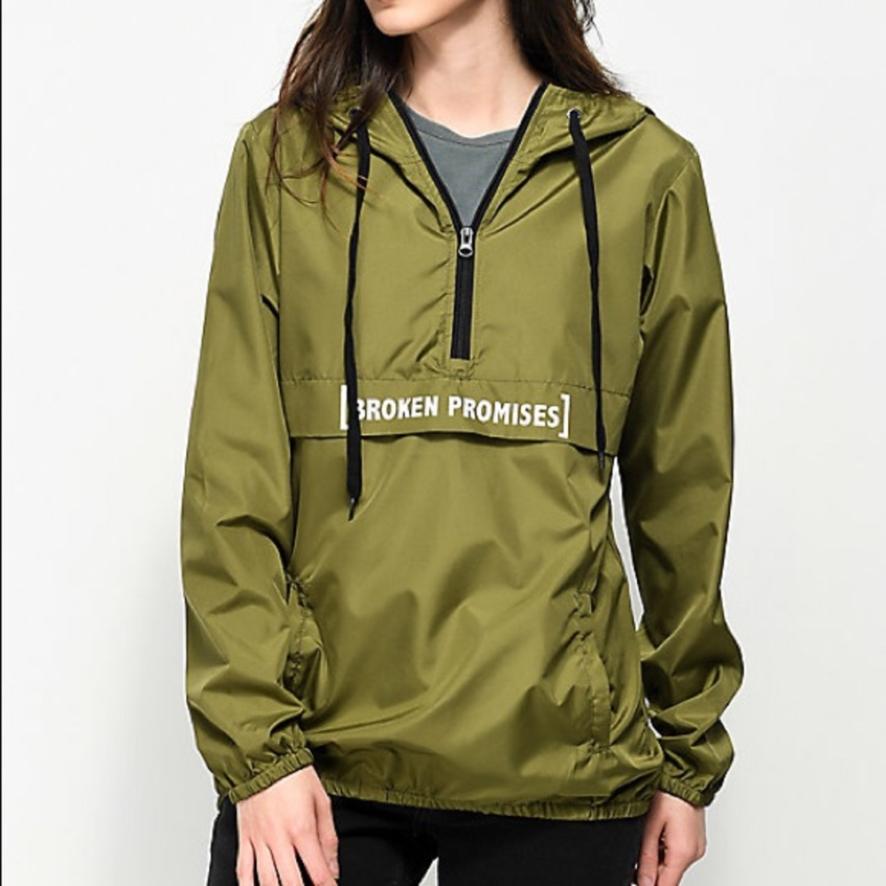 Green broken promises windbreaker